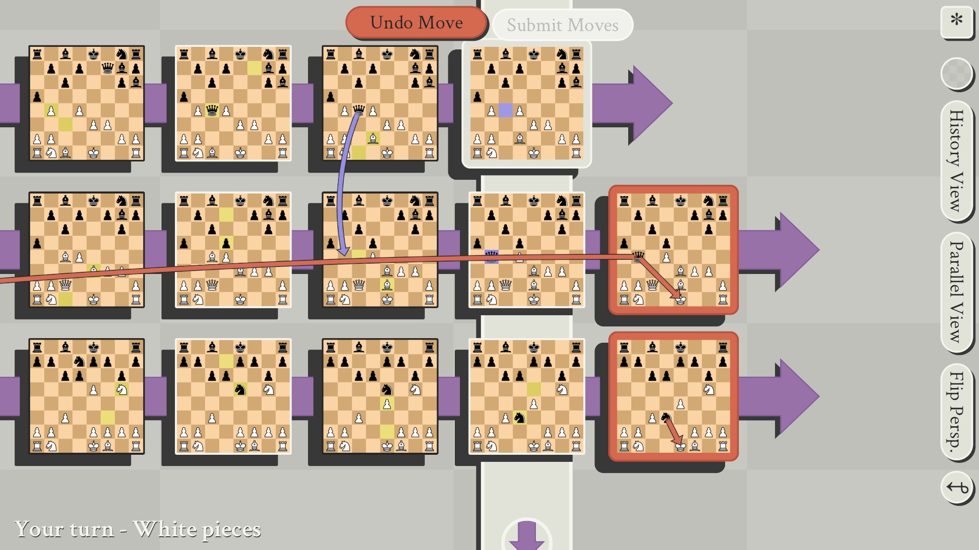 A method to get out of some tricky checks/draws for 5D Chess With Multiverse Time Travel