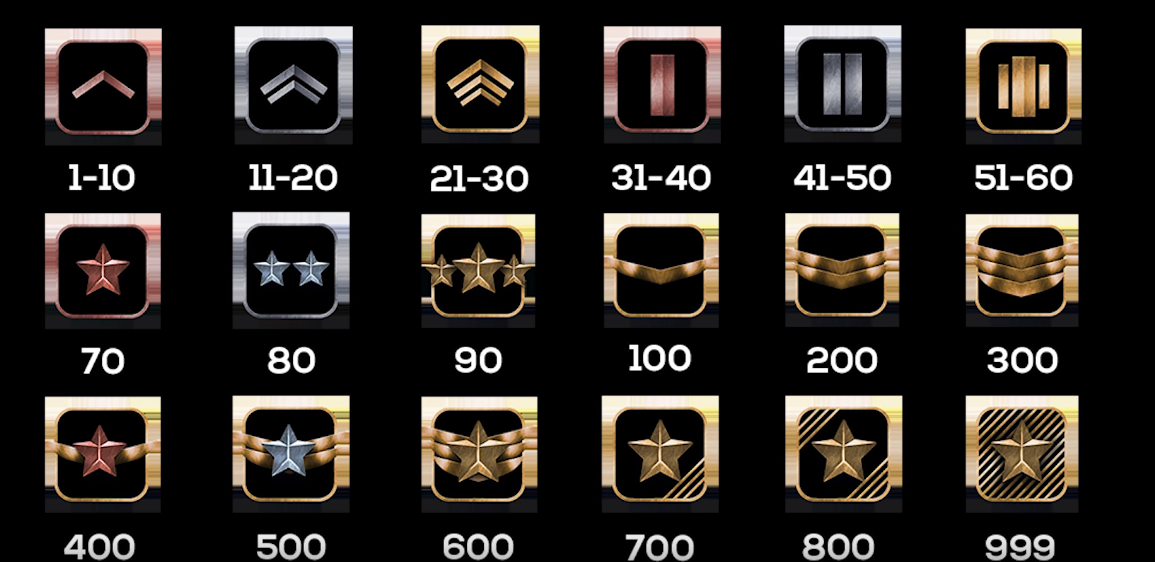 Account Level Symbols/ Casual Ranks for BATTALION 1944
