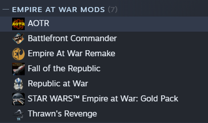 ACTIVATING MODS USING STEAM LIBRARY LINKS for STAR WARS™ Empire at War: Gold Pack
