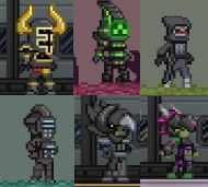 All armor of the last level and some suits.As easy as ABC for Starbound