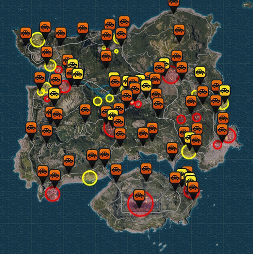 ALL HIGH/MEDIUM LOOT AND CAR SPOTS for PLAYERUNKNOWN'S BATTLEGROUNDS