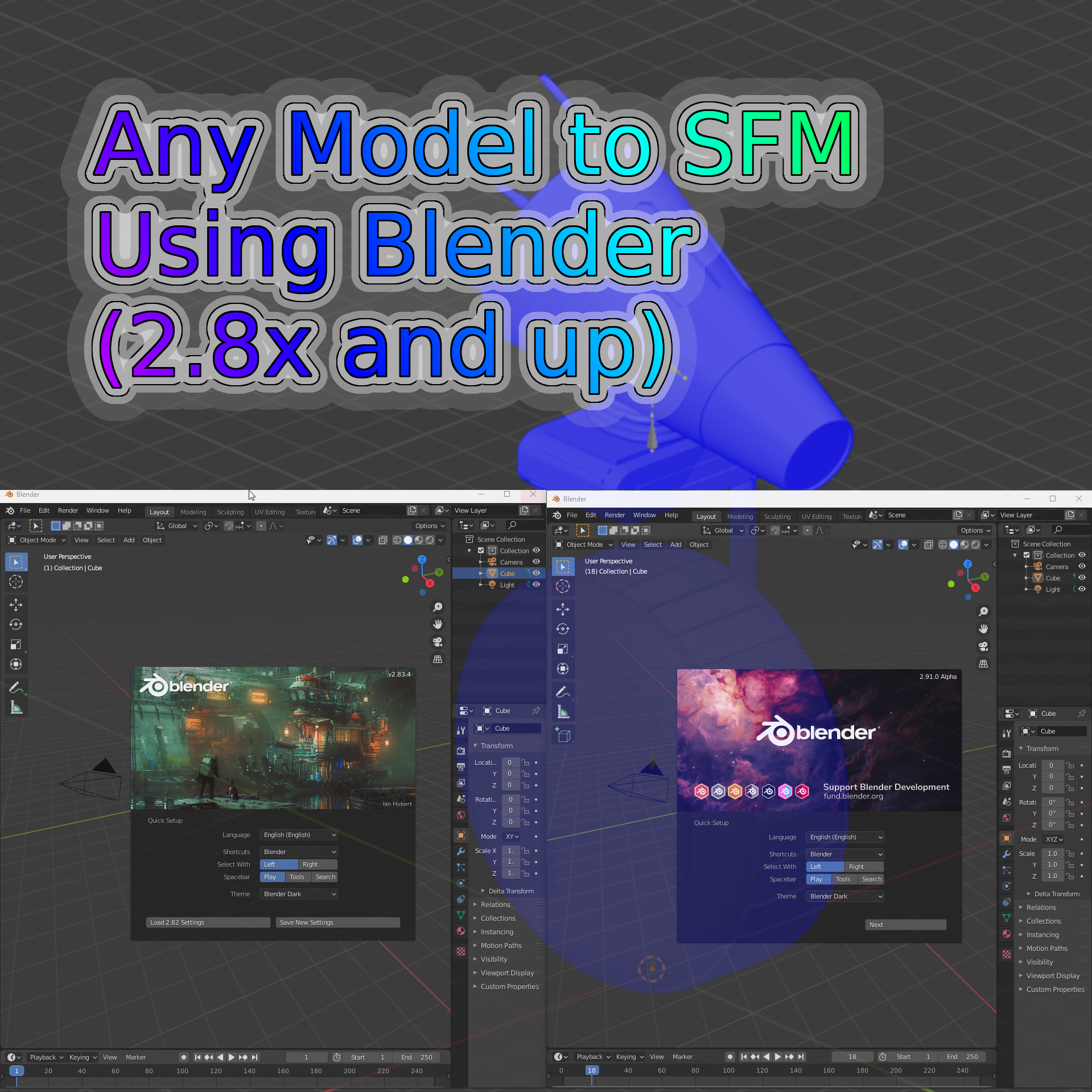 Any Model to SFM using Blender (2.8x and up) -  Part1 Import Models into Blender for Source Filmmaker