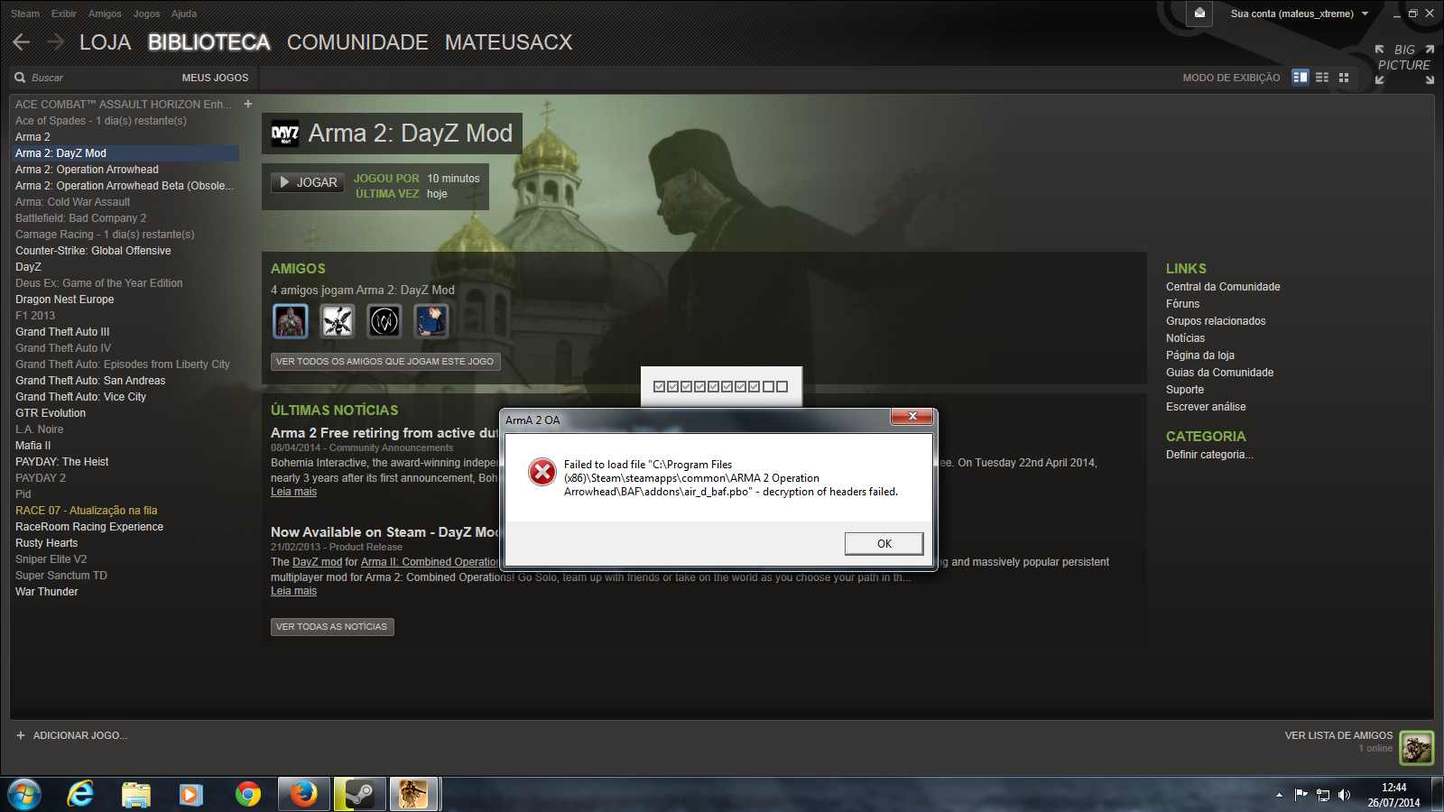 Bug Failed to load file no Dayz Mod(arma2: oa tambem). for Arma 2: DayZ Mod