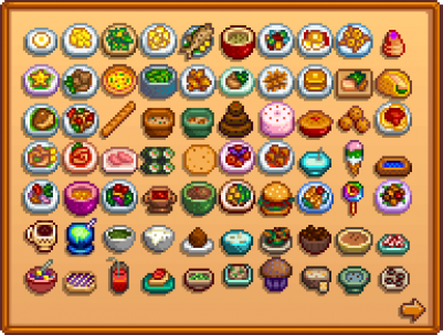 Cooking - Quick Reference - Count of Ingredients Needed for All Recipes for Stardew Valley