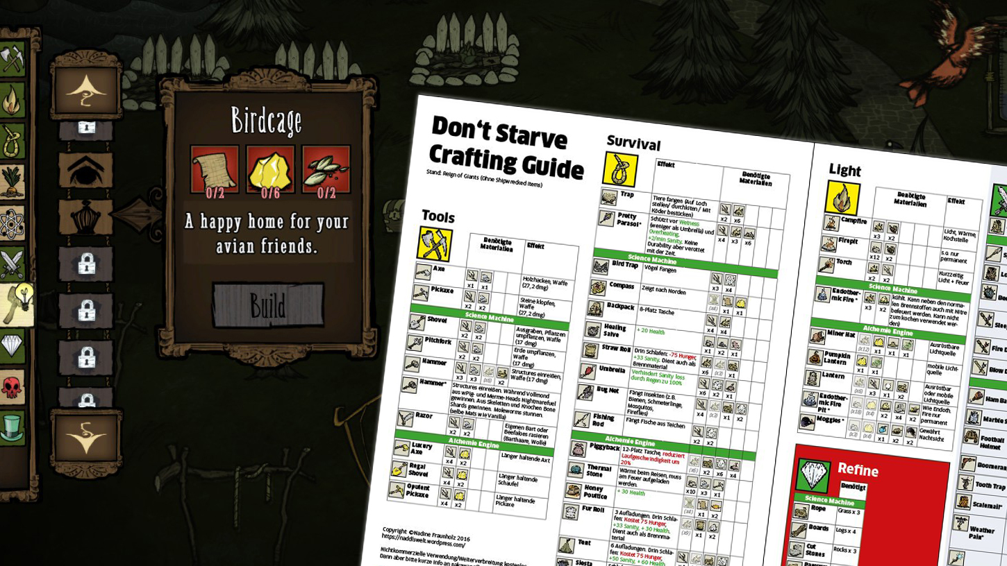 Don't Starve Crafting Guide (Deutsch) for Don't Starve