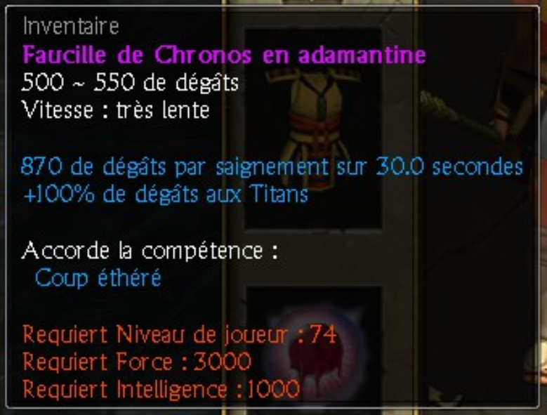 Faucille de Chronos en adamantine for Titan Quest Anniversary Edition