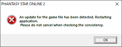Fix for "An update for the game file has been detected." for Phantasy Star Online 2 New Genesis