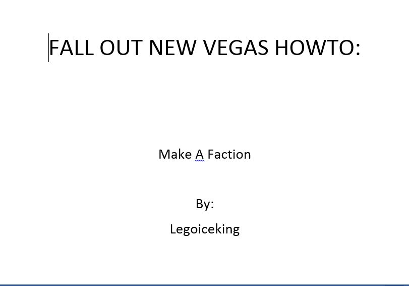 FNVHowto:Factions for Fallout: New Vegas