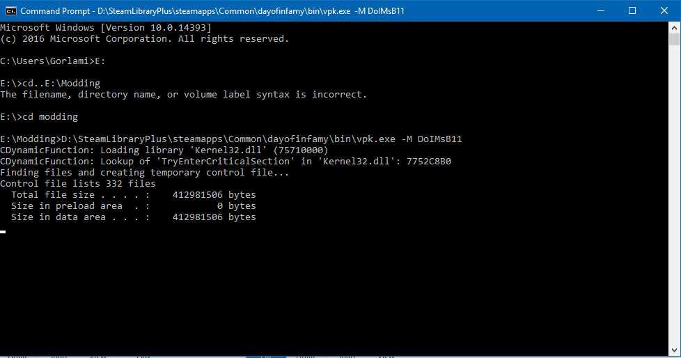 How to compile large vpk files using CMD for Day of Infamy