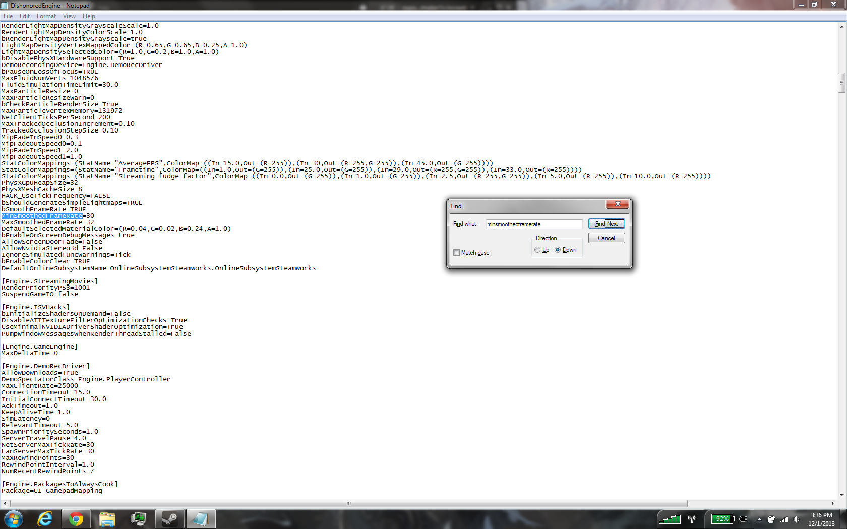 How to force a specific framerate in Dishonored for Dishonored