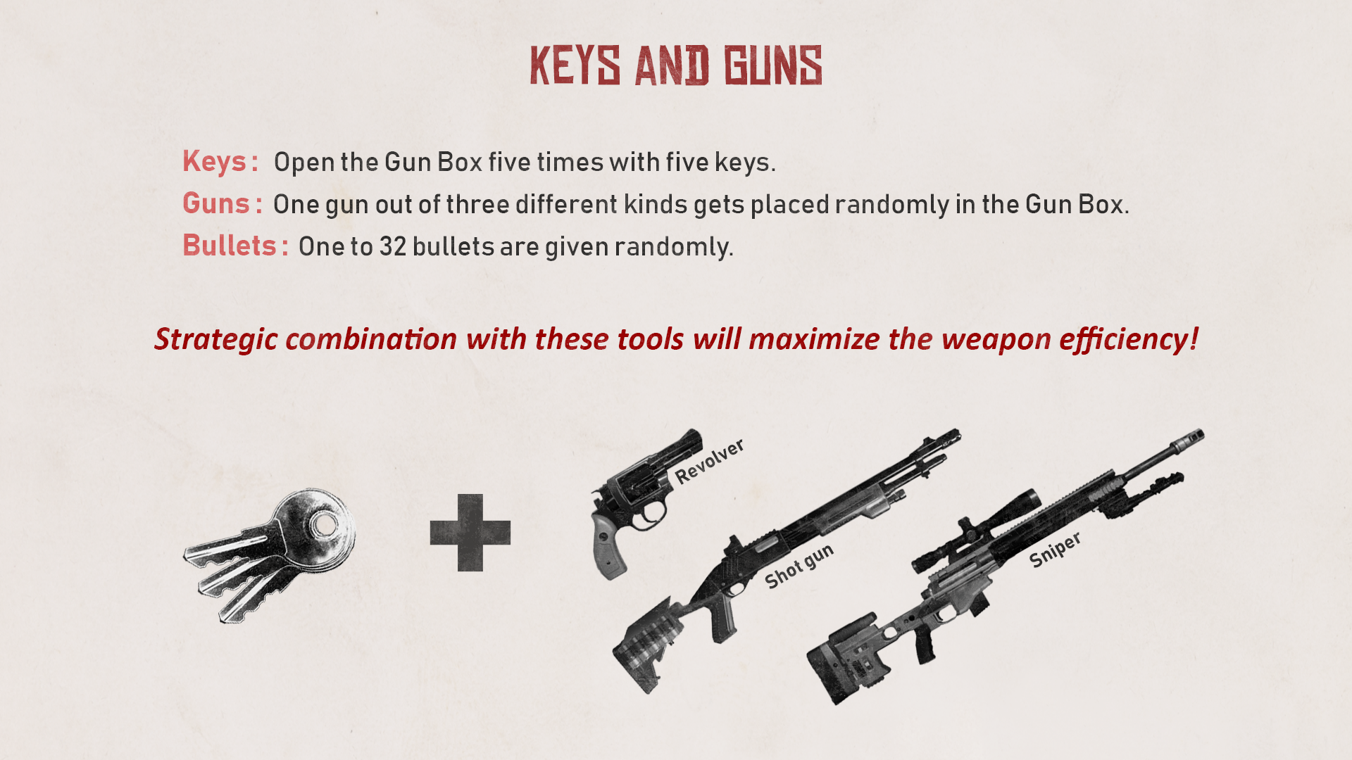 KEYS AND GUNS for Survival Frenzy