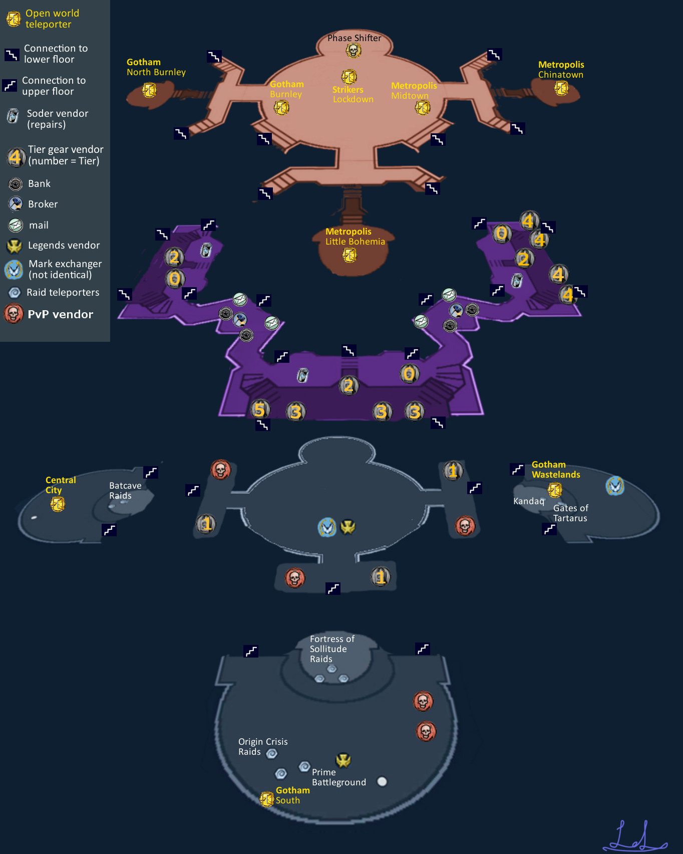 Map of the Hall of Doom for DC Universe Online