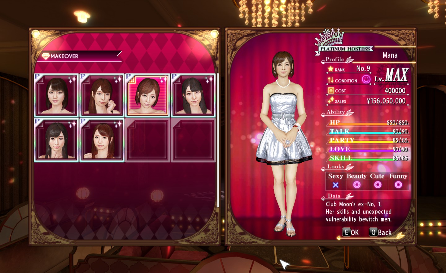 Platinum hostesses Makeovers for Double Circles in three categories - Cabaret Club Czar tips for Yakuza 0