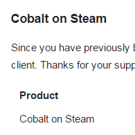 Redeeming your Cobalt Steam code from Mojang for Cobalt