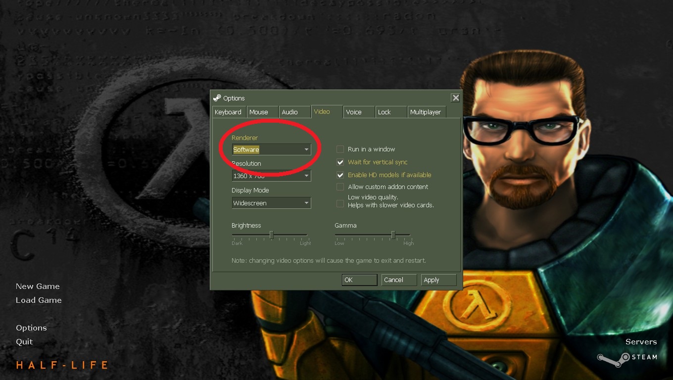 Resolvendo Half Life parou de funcionar no modo de renderização Sofware / Resolvendo travadas e lags constantes no jogo for Half-Life