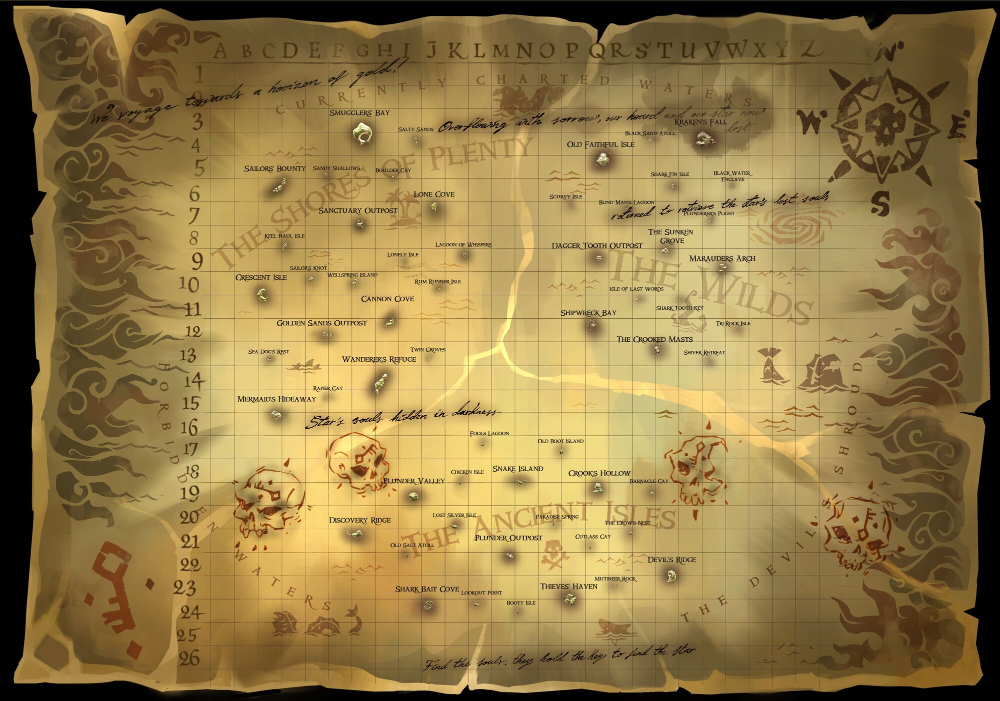 Название островов,координаты и расположение на карте RUS/ENG for Sea of Thieves