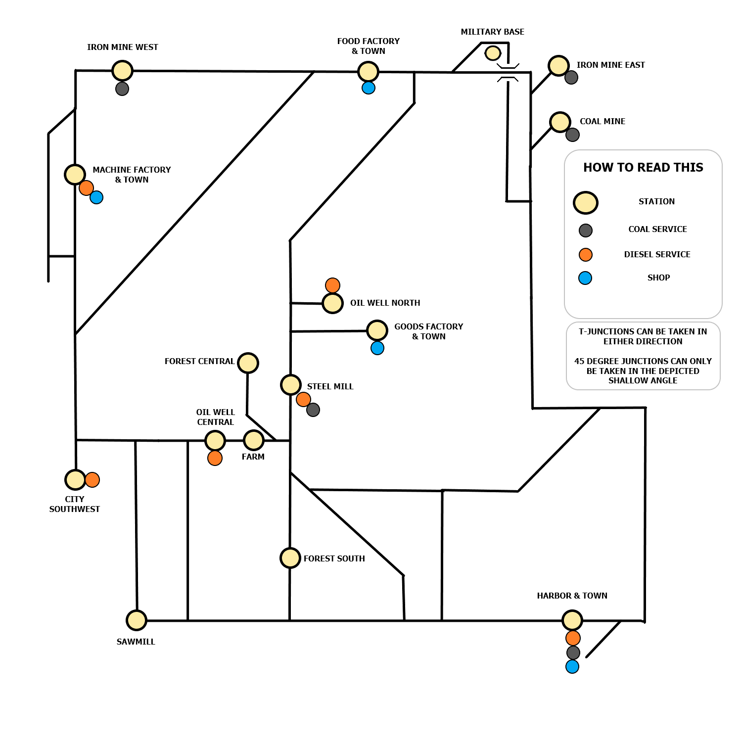Schematic World Map for Derail Valley