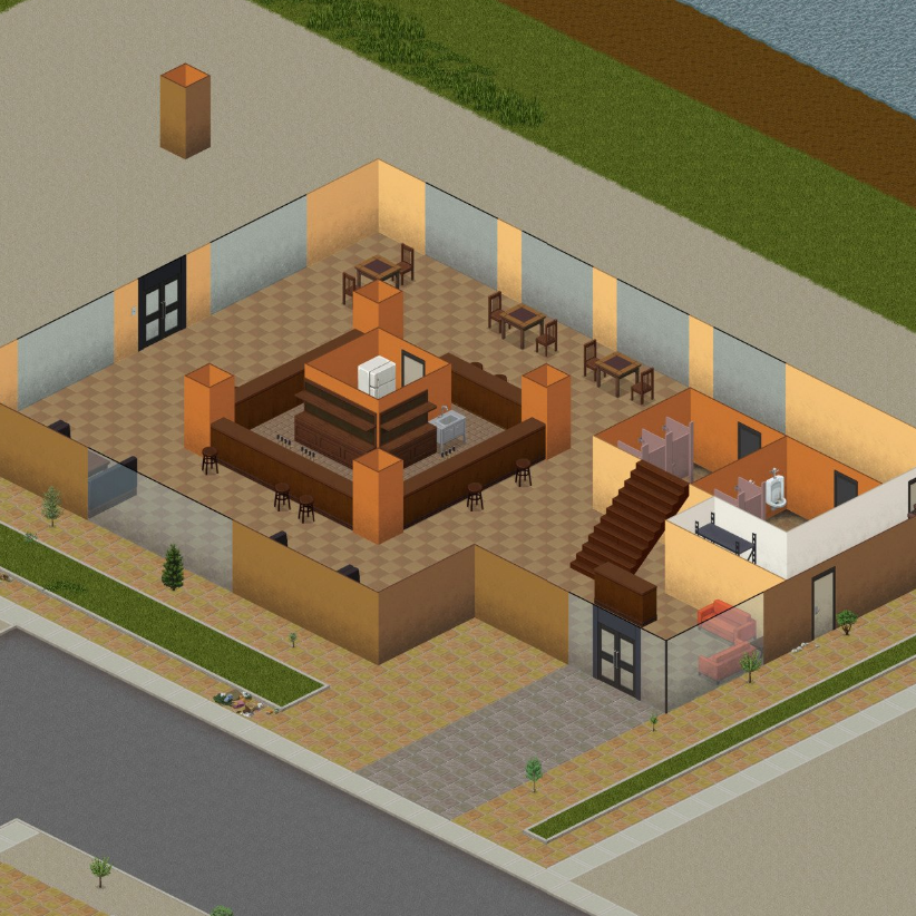 Setting up a good first base in Riverside. (B41) for Project Zomboid