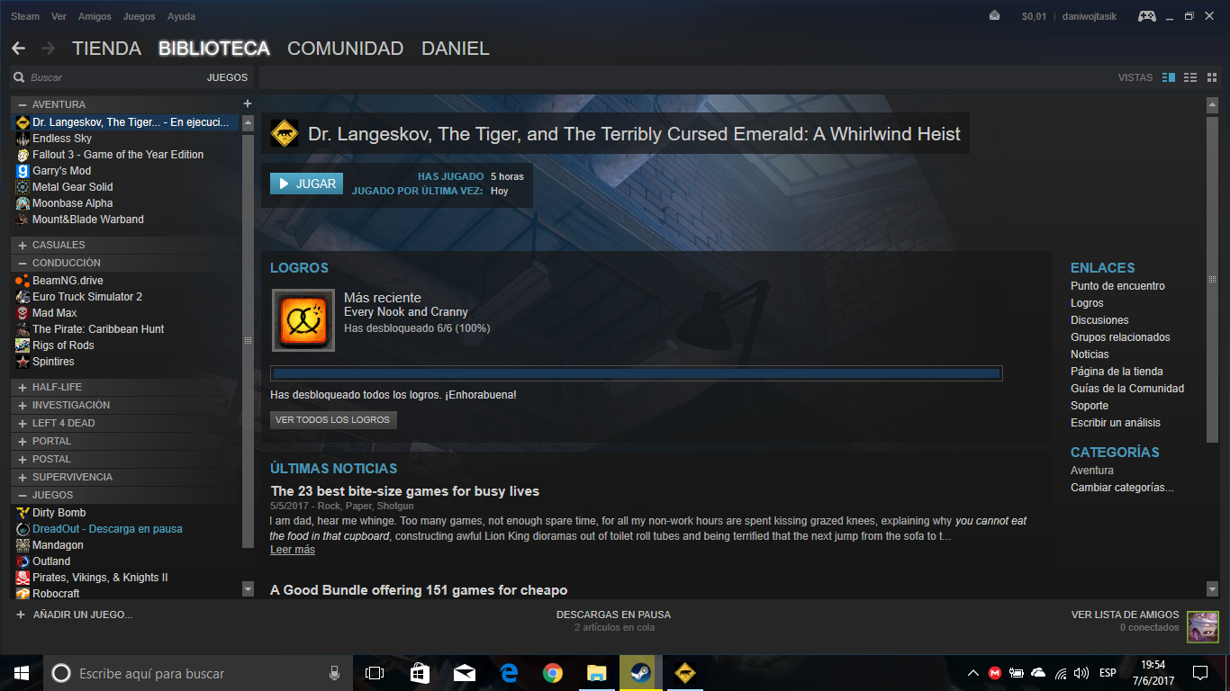 Si no te funcionan los Logros / If the achievements are broken for Dr. Langeskov, The Tiger, and The Terribly Cursed Emerald: A Whirlwind Heist