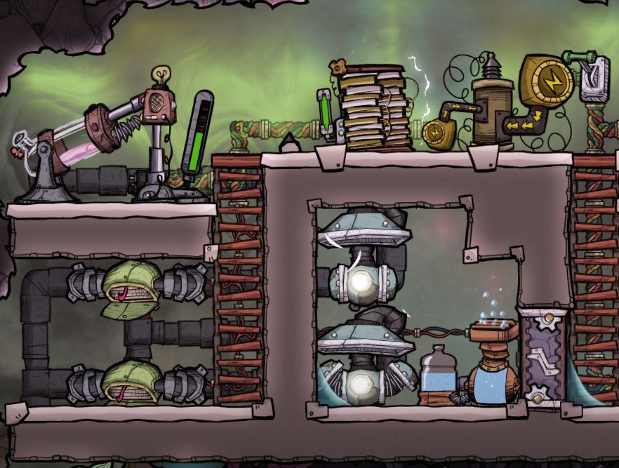 Simple Electrolyzer Oxygen Production System – electrically self-sustained with little automation for Oxygen Not Included