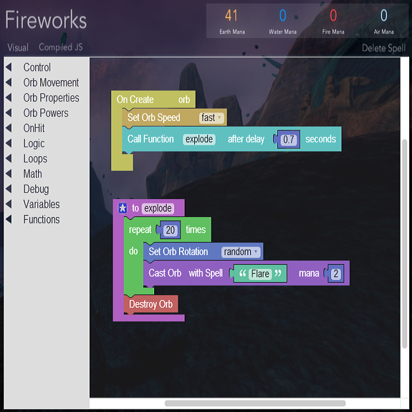 Spellcrafting Academy Introductory Course: Chapter 2 - From Flares to Fireworks for CodeSpells