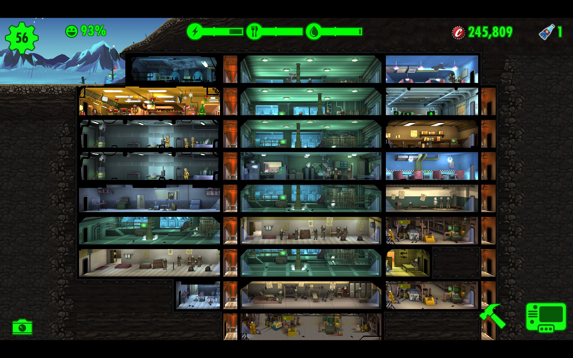 Survival Mode to 100 Population for Fallout Shelter.