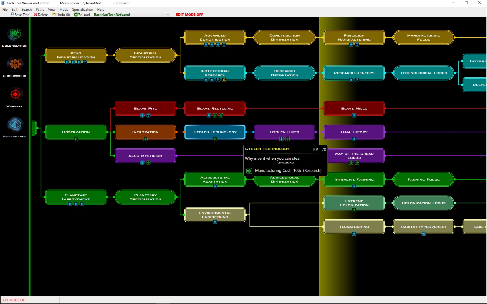 Tech Tree Viewer and Editor Crusade Compatible for Galactic Civilizations III