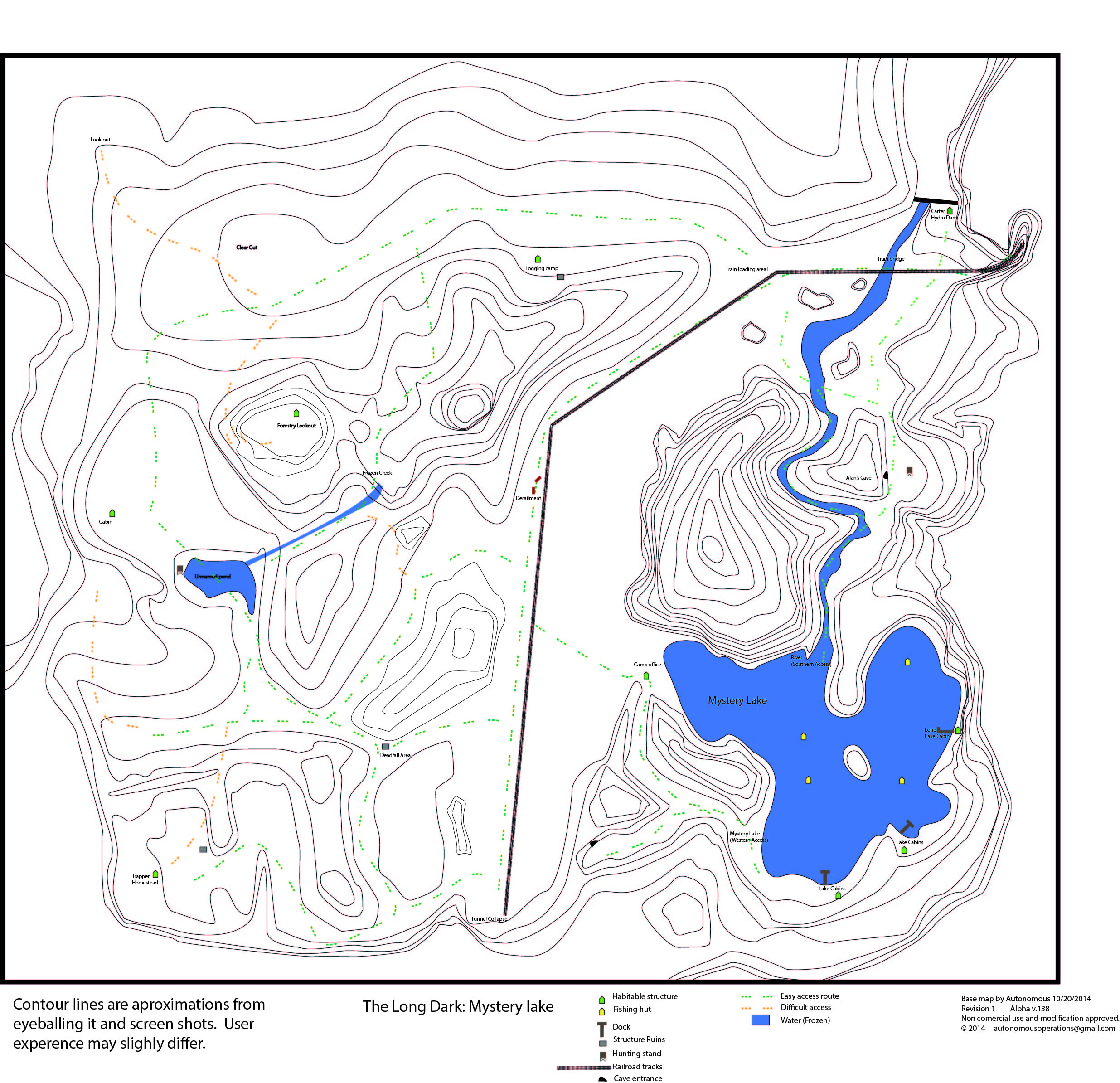 The Long Dark Topo Maps  w/Bunker locations for The Long Dark