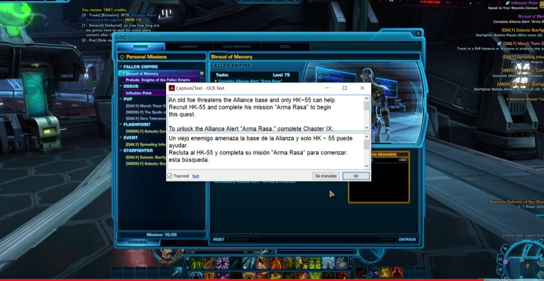 Traducir ciertas secciones de swtor al español for STAR WARS™: The Old Republic™