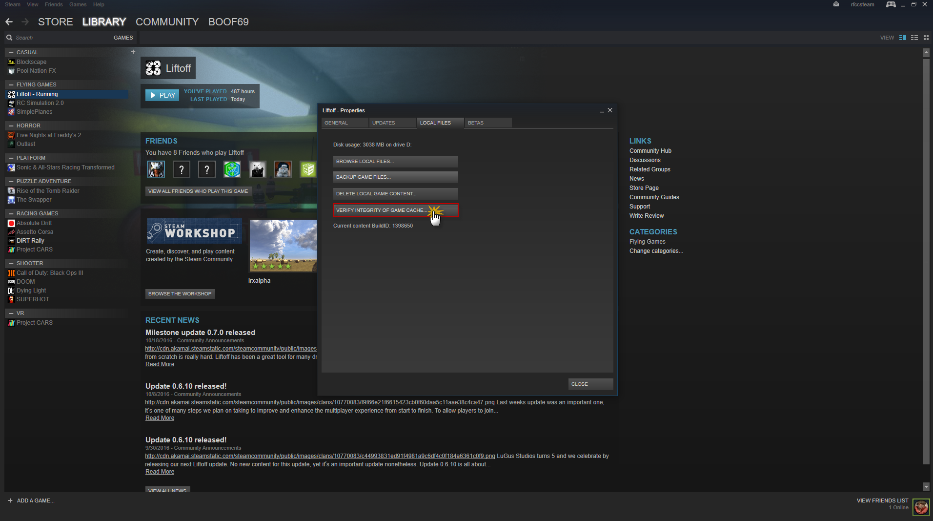 Verify Integrity of Game Cache... for Liftoff