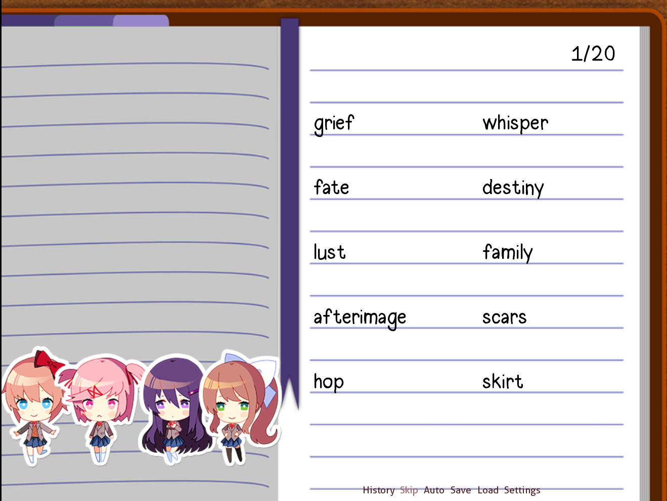 Words for writing poems Doki Doki Literature Club [eng/rus] for Doki Doki Literature Club