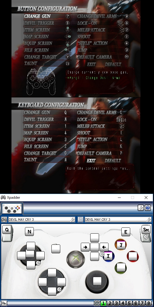 Xbox 360 Controller Wireless + Xpadder (Configuração) for Devil May Cry 3: Special Edition